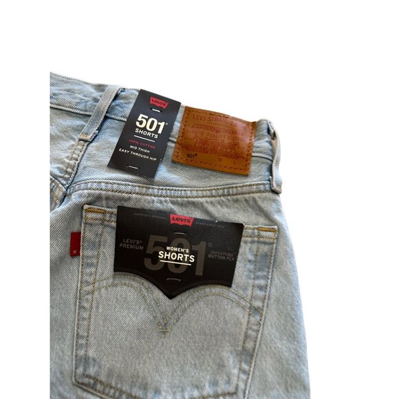 LEVIS 501 Light Wash Mid Thigh shorts Size 24 NEW - Picture 7 of 8